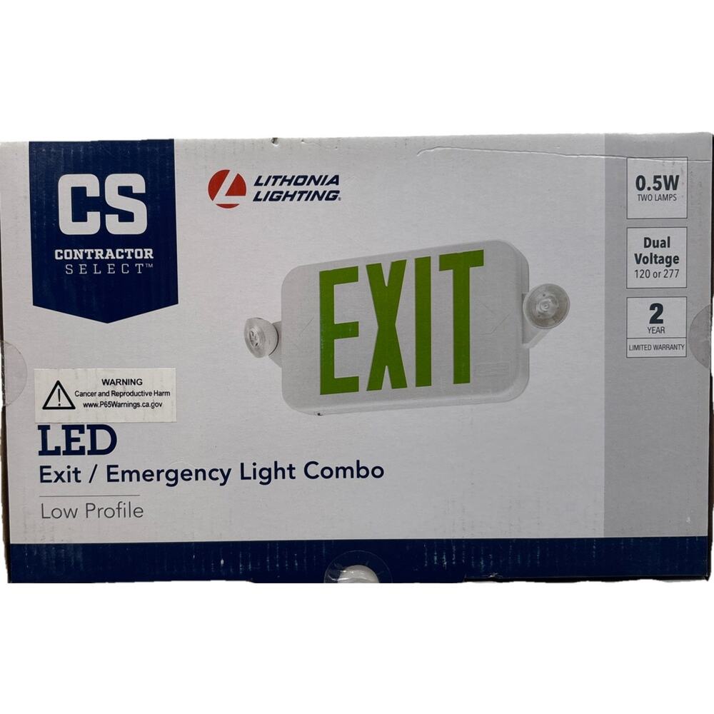 Lithonia Lighting 120/277-Volt LED Hardwired Green Exit/Emergency Light {24}